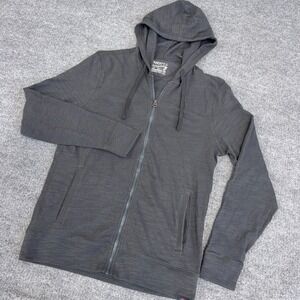 Faherty Hoodie Men Small Charcoal Gray Full Zip Sunwashed Organic Cotton NEW